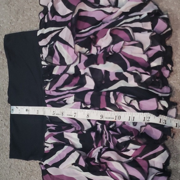 Bebe women's Y2K purple/black ruffle silk mini skirt xs - Picture 5 of 7